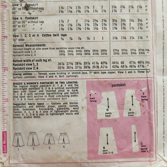 1970 70s Plus Size Vintage pantskirt pattern - Picture 2 of 3